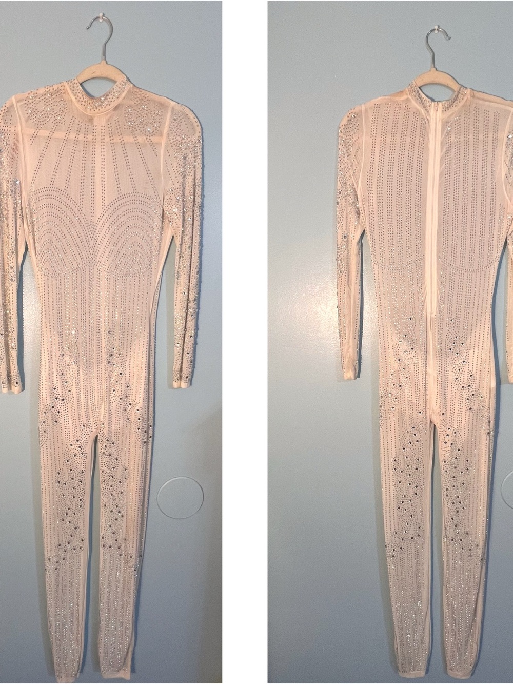 Crystal-Embellished Long-Sleeve Jumpsuit